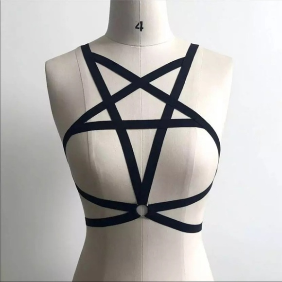 Pentagram Black Harness Bra - Picture 4 of 4